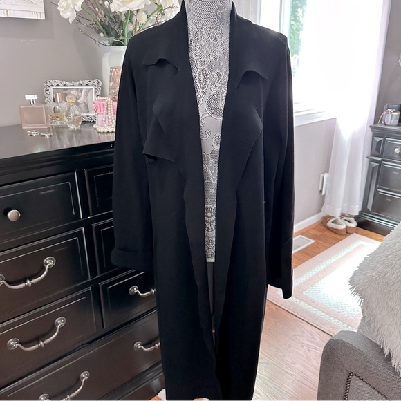 Soia & Kyo Black Slouch Coat Midweight Drape Jacket Size M - Picture 2 of 16